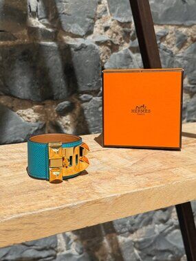 Hermès Bleu Paon Epsom Collier de Chien GHW Bracelet